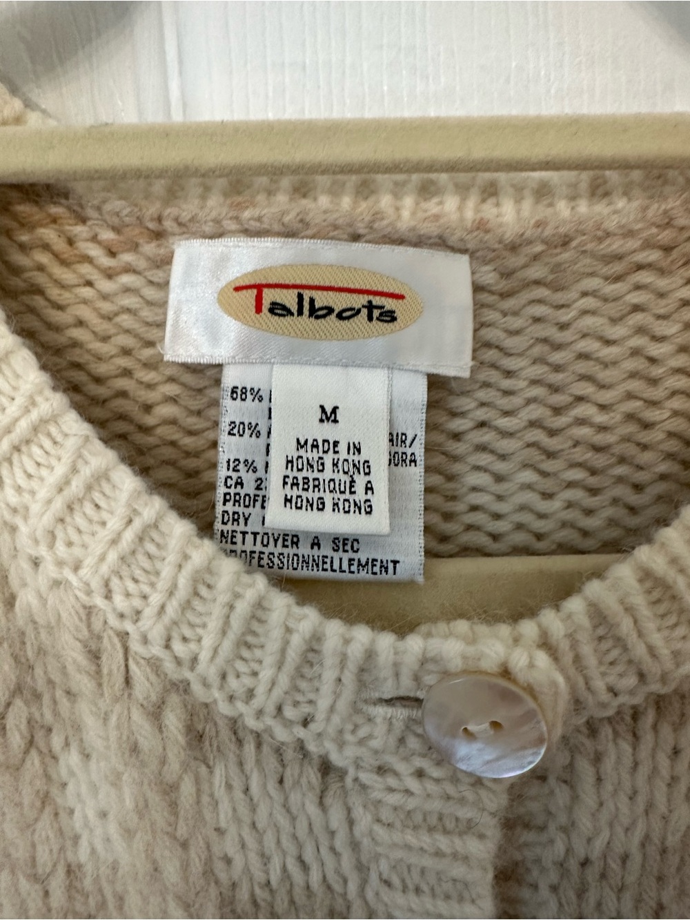 Talbots Cream and Tan Plaid Button-Front Cardigan - Picture 4 of 6